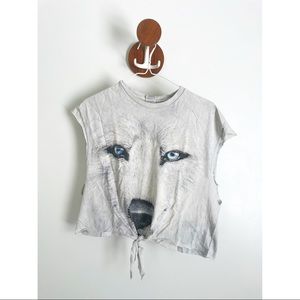Vintage Cropped Wolf Muscle Tshirt- Size Med/ Lrg